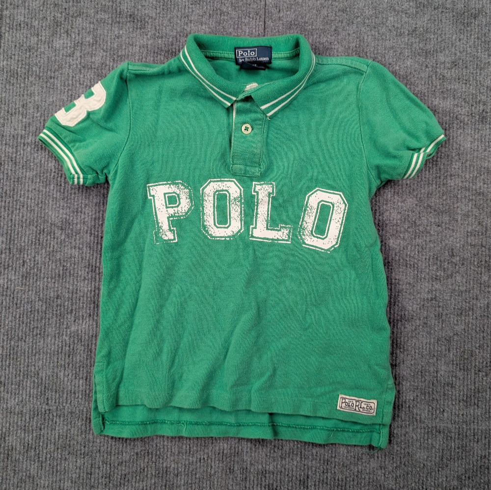 Polo Ralph Lauren Shirt Boys 4T Toddler Vintage Logo Graphic Preppy Retro Green